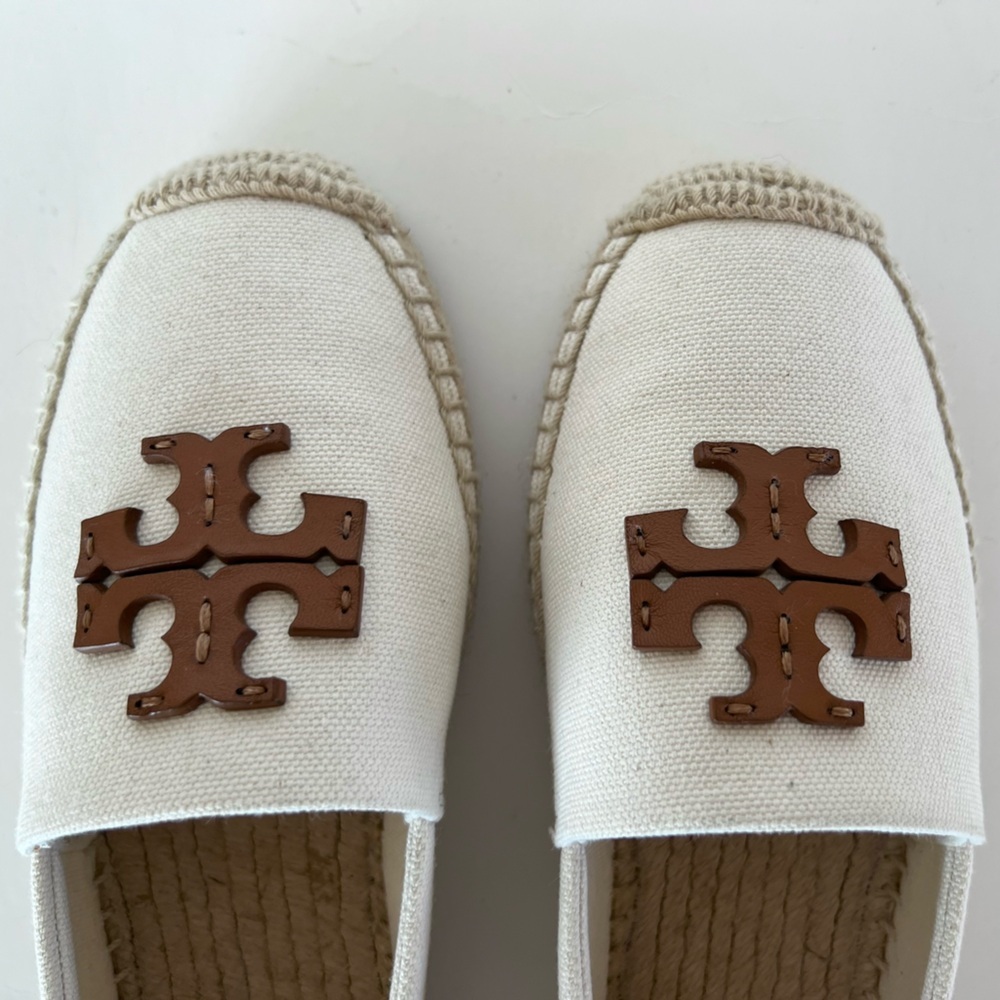Tory Burch Everly Cotton Canvas Espadrille in Cream Off White Brie/Amber, size 6 - Picture 6 of 12